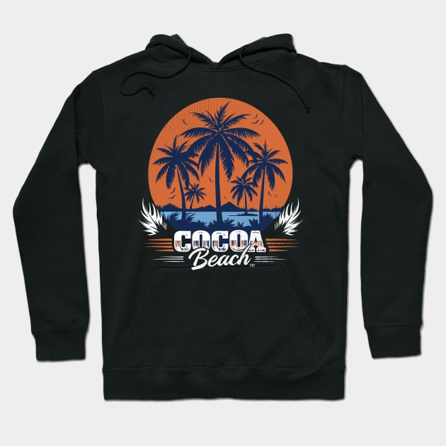 Retro Cocoa Beach Surfing Hoodie by Surrealcoin777